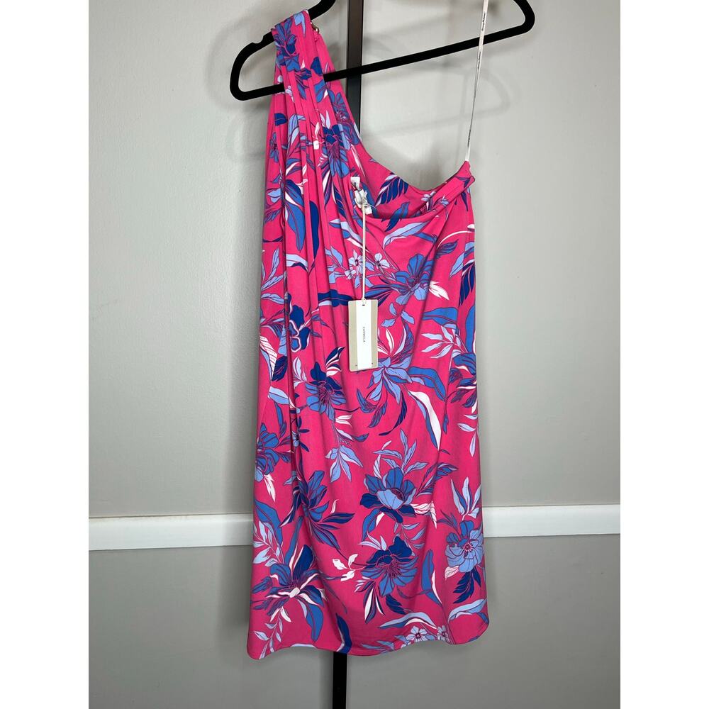 Tommy Bahama Romantic Blooms One Shoulder Dress Bright Blush Pink NWT L - Picture 4 of 8